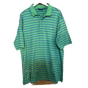 Masters Golf Polo Amen Corner XL Pima Cotton Green Blue Stripe